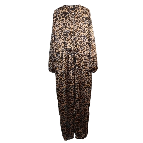 Fashion to Figure Leopard Print Jumpsuit Romper Size 2 Womens Stylish Back Brown - Picture 2 of 13